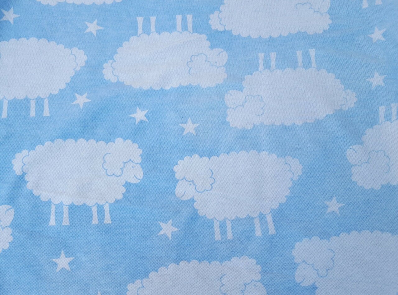 1 Yard Counting Stars Sheep Cotton Fleece Fabric Soft Cozy Print for Baby and Sleepwear